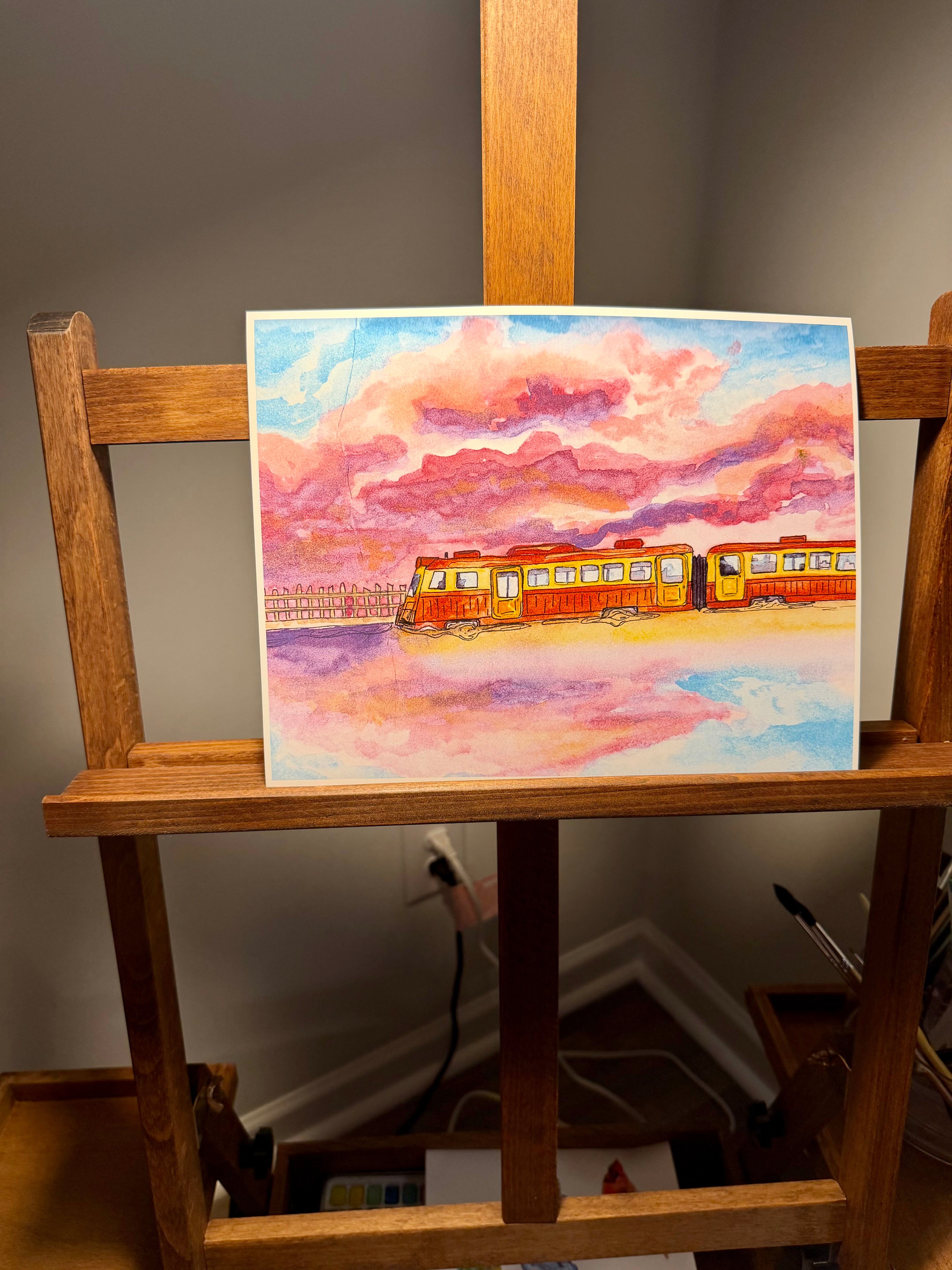 Train Watercolor Digital Download