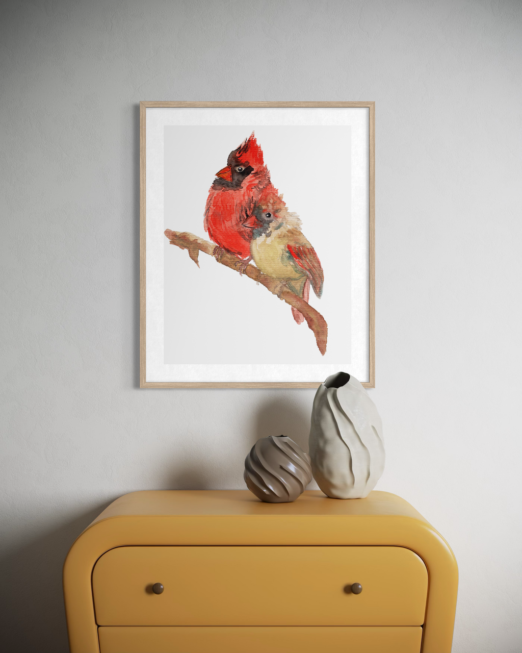 Cardinal Pair Watercolor Print