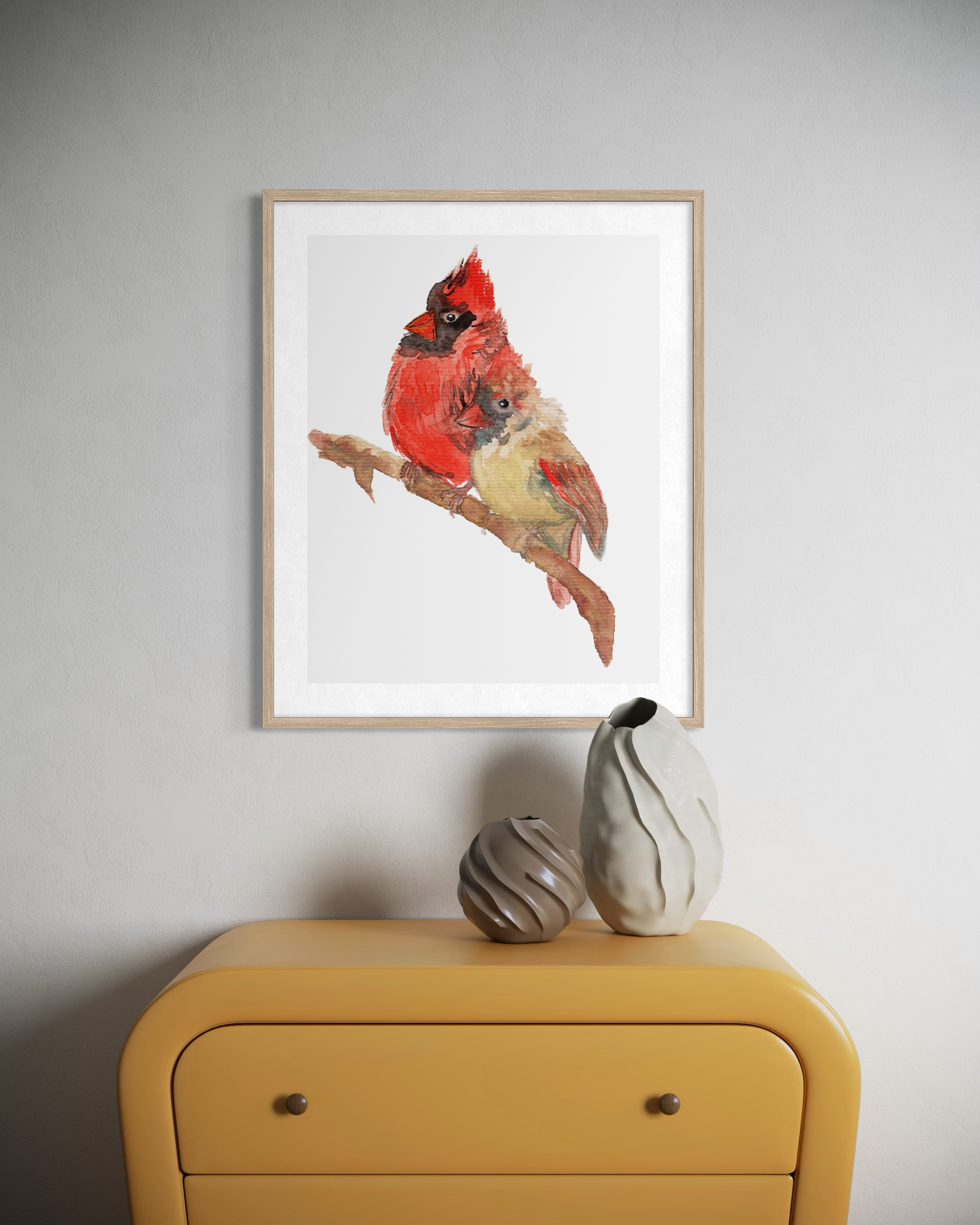 Cardinal Pair Watercolor Print