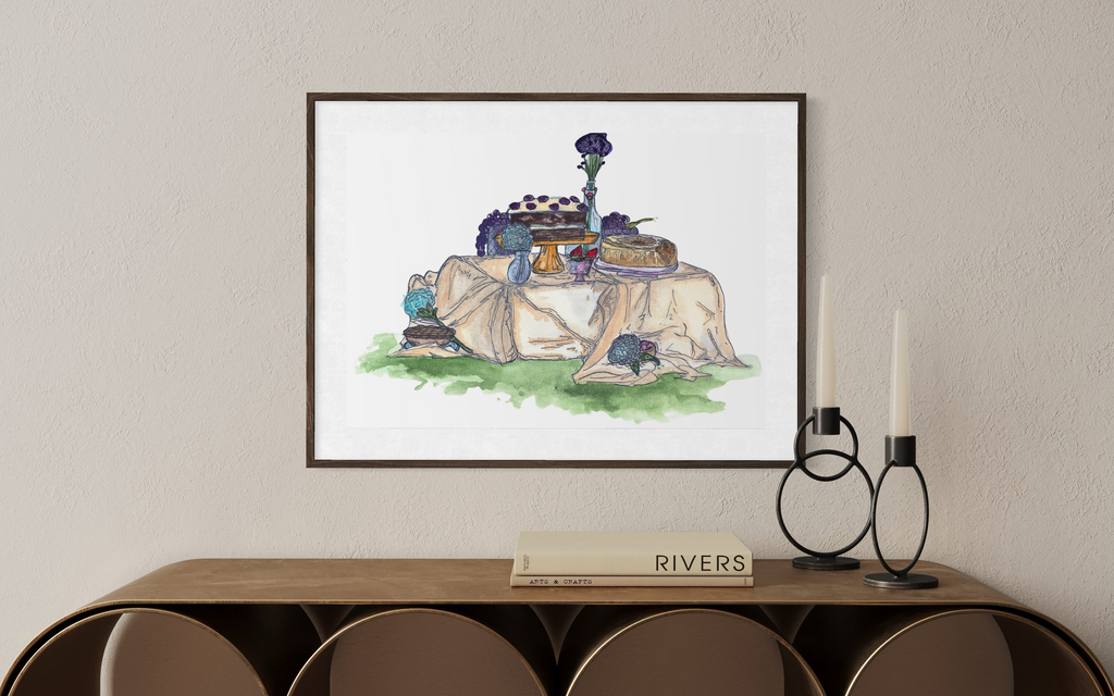 Garden Picnic Watercolor Art Print