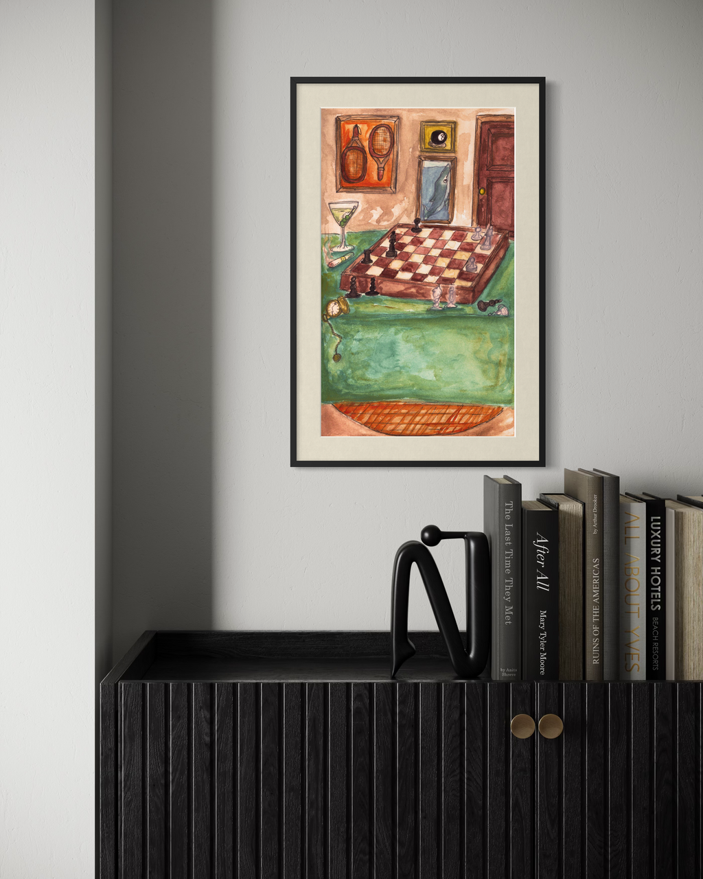 Chess Game Watercolor Print