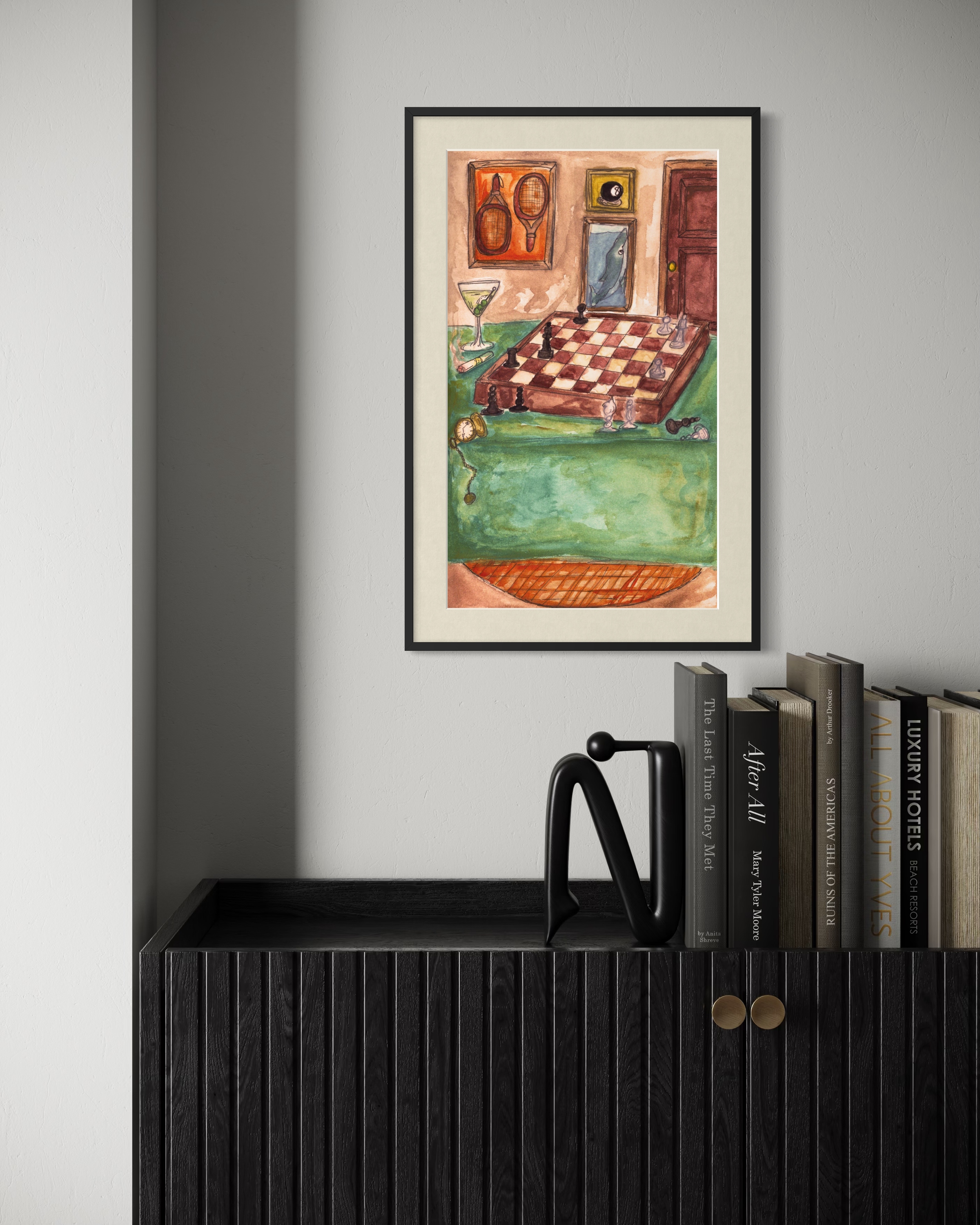 Chess Game Watercolor Digital Download