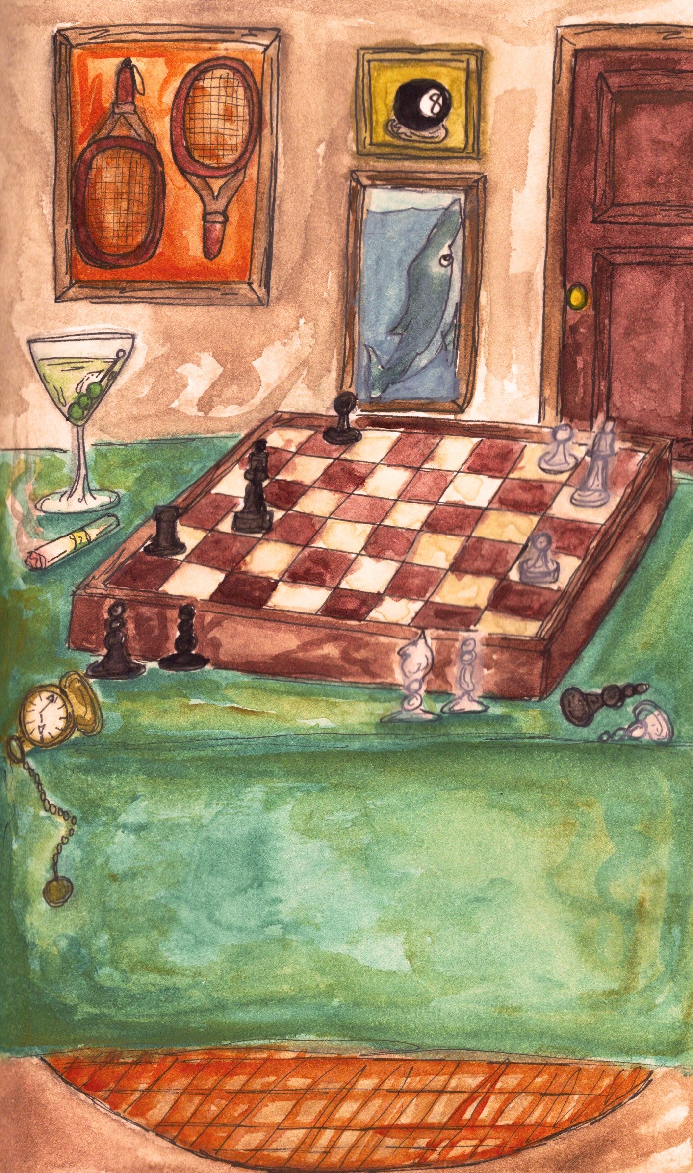 Chess Game Watercolor Digital Download