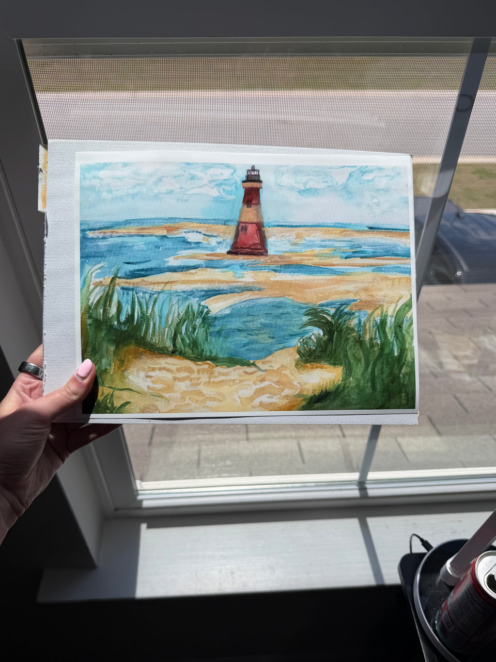 Morris Island Lighthouse Watercolor Print