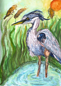 Great Blue Heron Watercolor Print