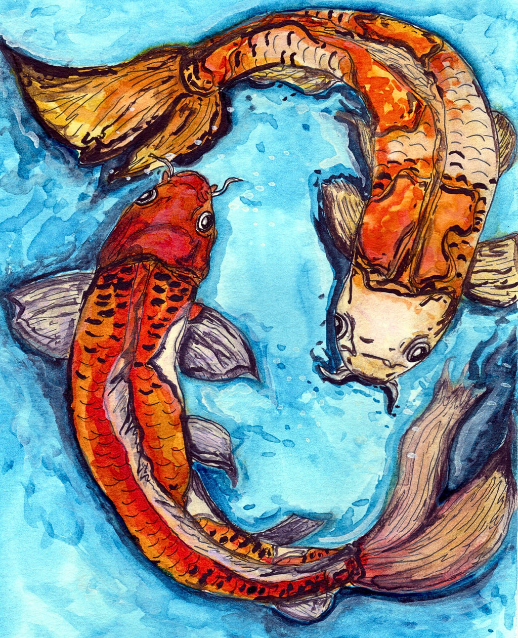 Koi Fish Watercolor Print