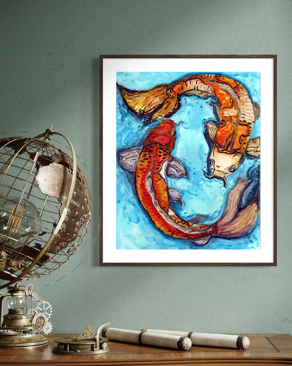 Koi Fish Watercolor Print