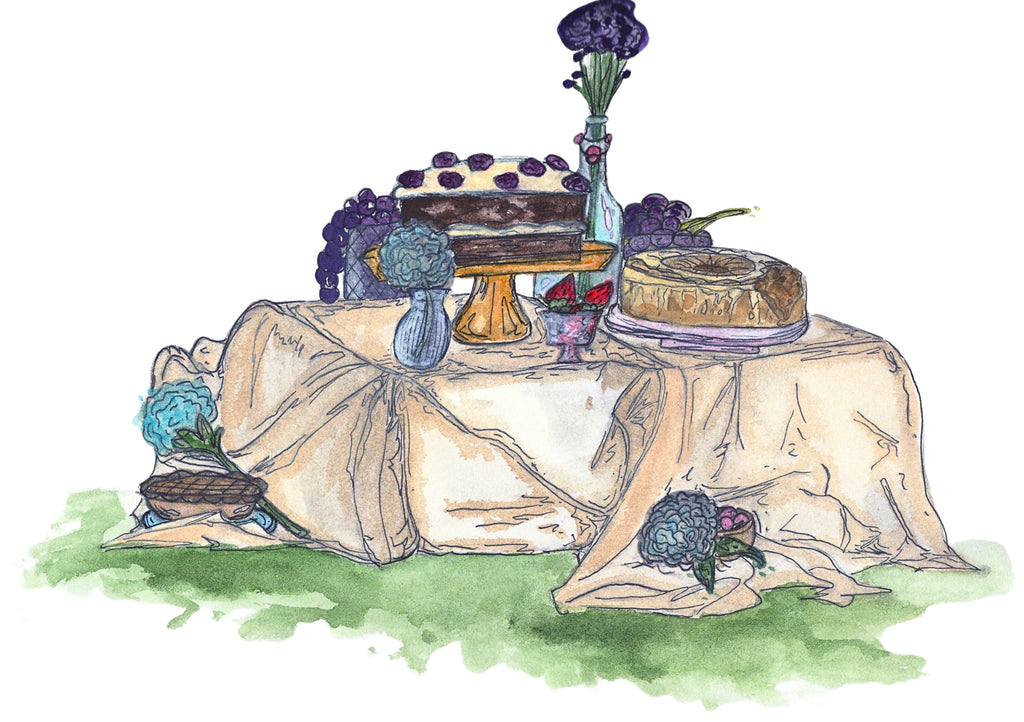 Garden Picnic Watercolor Art Print