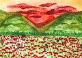 Poppy Field Watercolor Digital Download