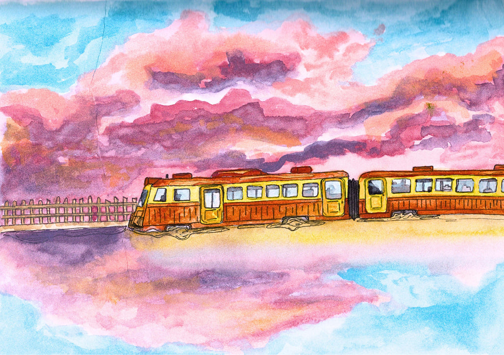 Train Watercolor Print